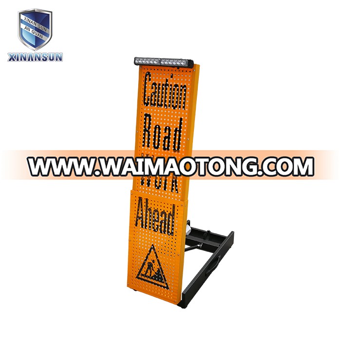 foldable traffic safety plastic construction sign board with flashlight